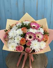 Букет цветов из:  Розы, Герберы и Хризантемы #REPLACE_PRED# Шевляково