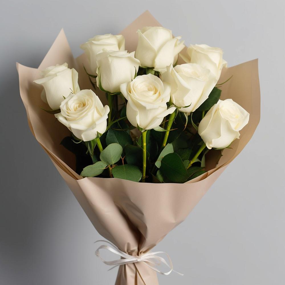 Букет 9 Белых роз Эдлесс Лав в Шевляково