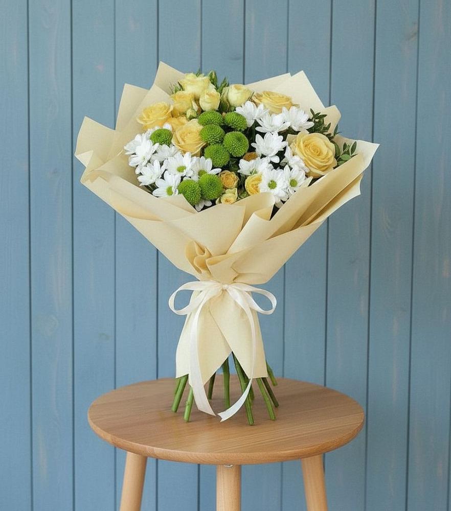 Букет цветов из: Хризантемы и Розы в Шевляково