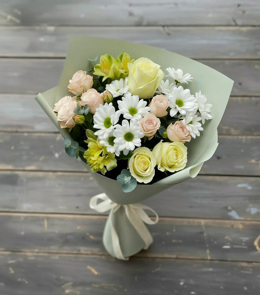 Букет цветов из: Альстромерии, Розы и Хризантемы в Шевляково