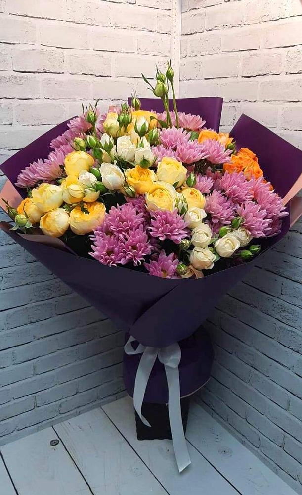 Букет цветов из: Хризантемы и Розы в Шевляково