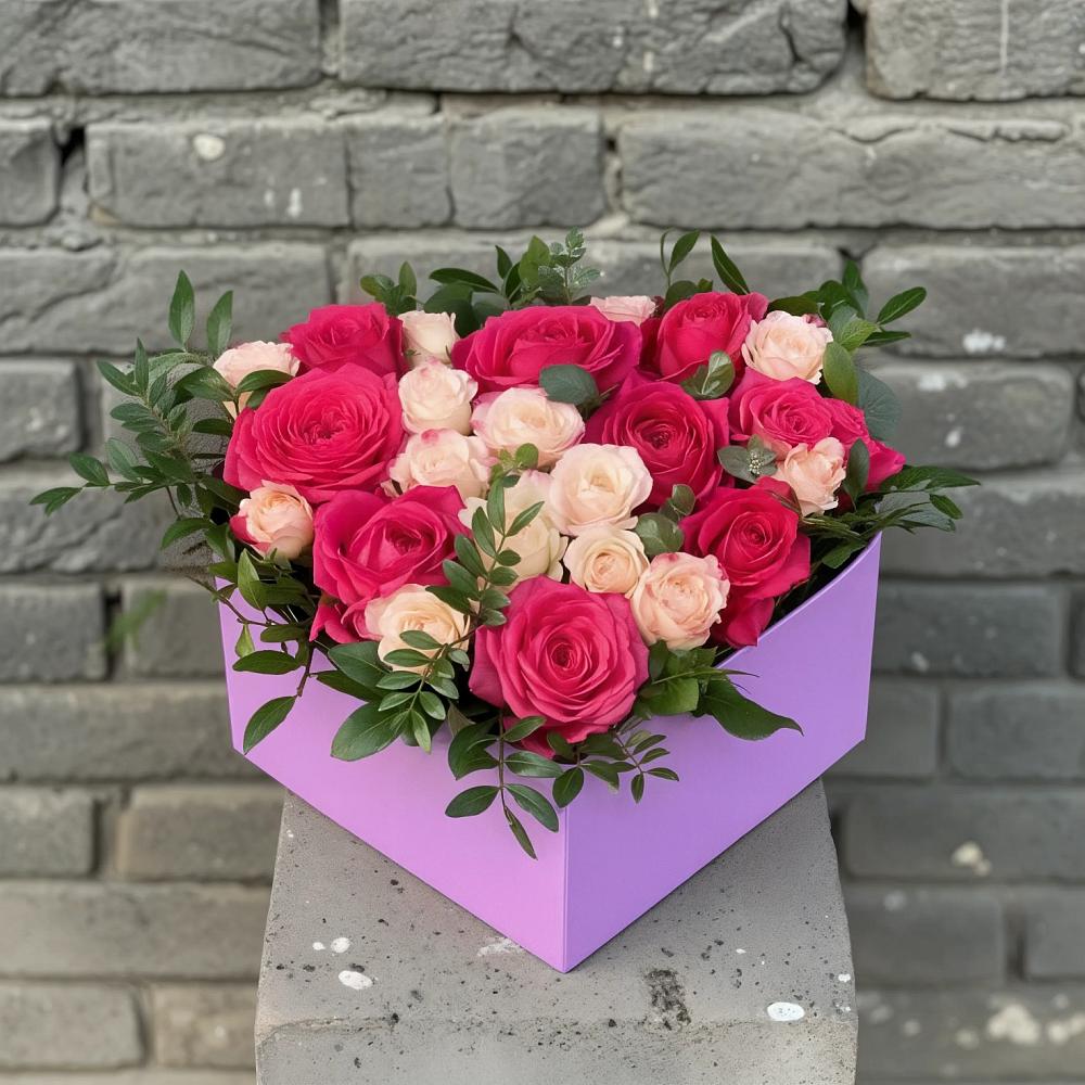 Цветочная композиция из Розы в коробке в Шевляково