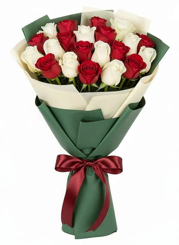 Букет Микс из красных и белых роз в Шевляково