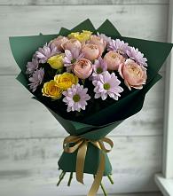 Букет цветов из:  Хризантемы и Розы в Шевляково