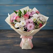 Букет цветов из:  Хризантемы, Альстромерии и Розы в Шевляково