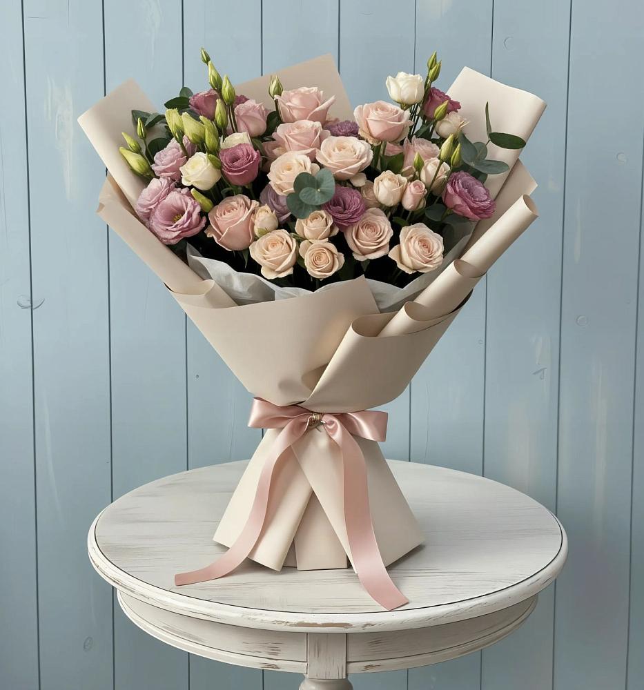 Букет цветов из: Розы и Лизиантусы в Шевляково