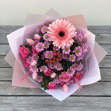 Букет цветов из:  Розы, Герберы и Хризантемы #REPLACE_PRED# Шевляково