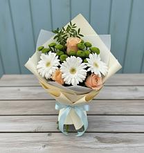 Букет цветов из:  Герберы, Розы и Хризантемы в Шевляково