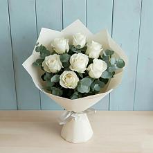 Букет Белые розы в Эвкалипте #REPLACE_PRED# Шевляково