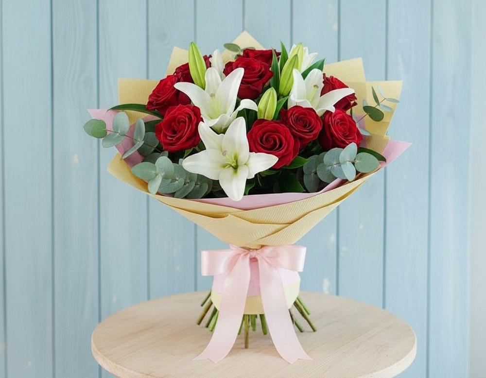 Букет цветов из: Лилии и Розы в Шевляково